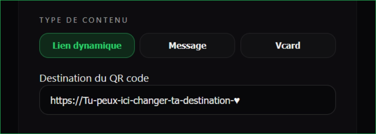 Modification de la destination d'un QR existant
